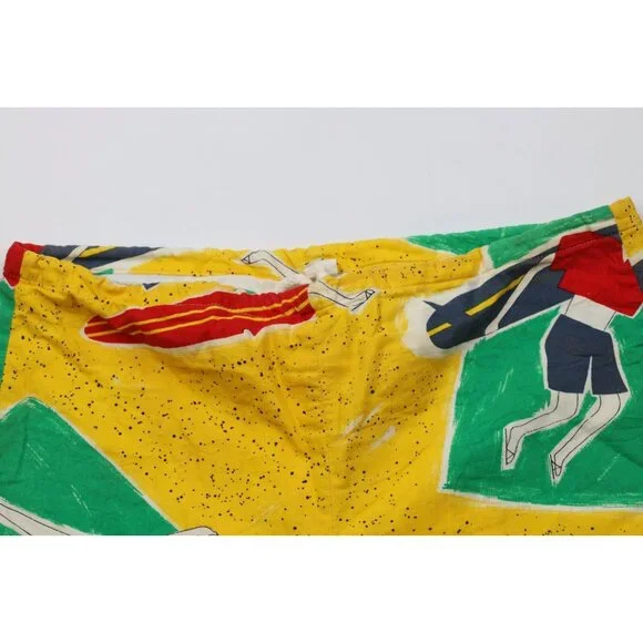 Vtg 70s Streetwear Mens Medium Abstract Beach Surfing Lined Shorts Trunks USA